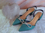 Load image into Gallery viewer, Fabbz Shoes and Purse Green &amp; Silver