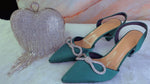 Load image into Gallery viewer, Fabbz Shoes and Purse Green &amp; Silver
