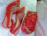 Load image into Gallery viewer, Fabbz Vibrant Red Shoe and Bag